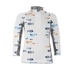 TEE SHIRT MANCHE LONGUE anti UV Indice 50+ Lycra Big Fish White