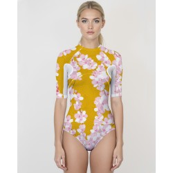 Combinaison UV 80 → SAKOURA MOUTARDE| Maillot de bain haute performance