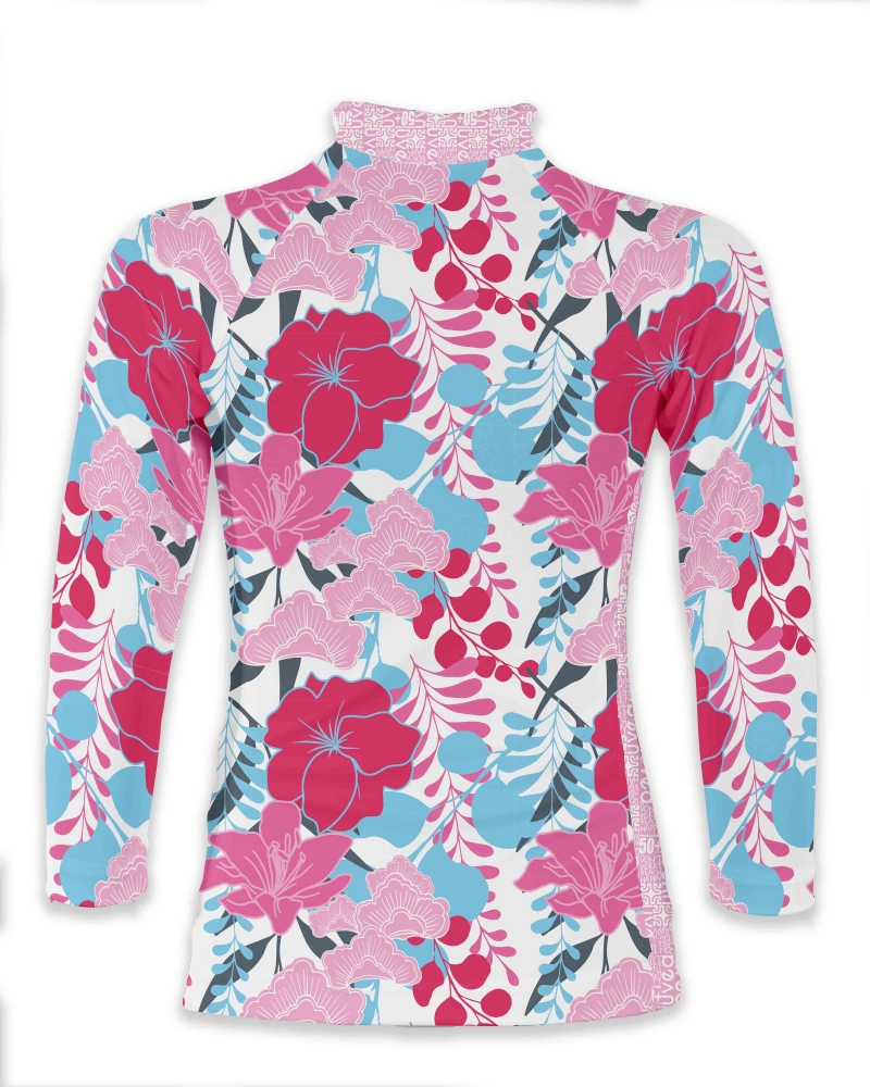 UPF 50+, Aloha rose long sleeve rash top-UV SWIM SHIRT UPF 50+-UVEA