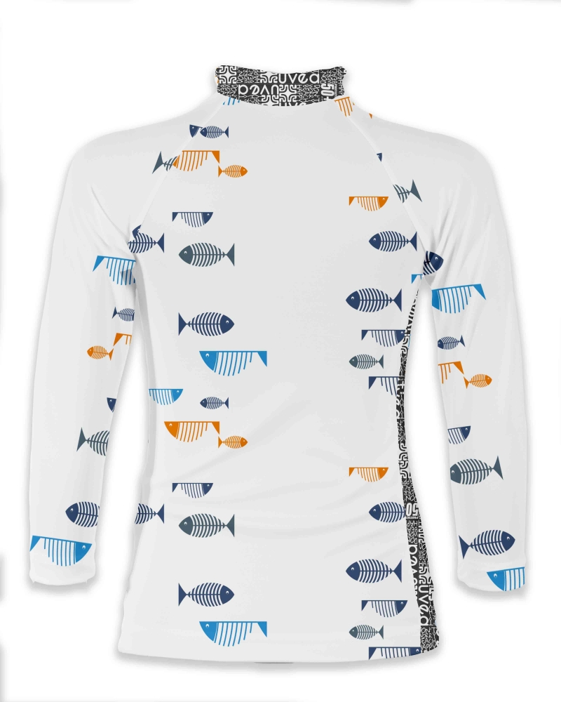 TEE SHIRT MANCHE LONGUE Anti UV Indice 50+ Lycra Big Fish White-TEE SHIRT ANTI-UV 50+-UVEA