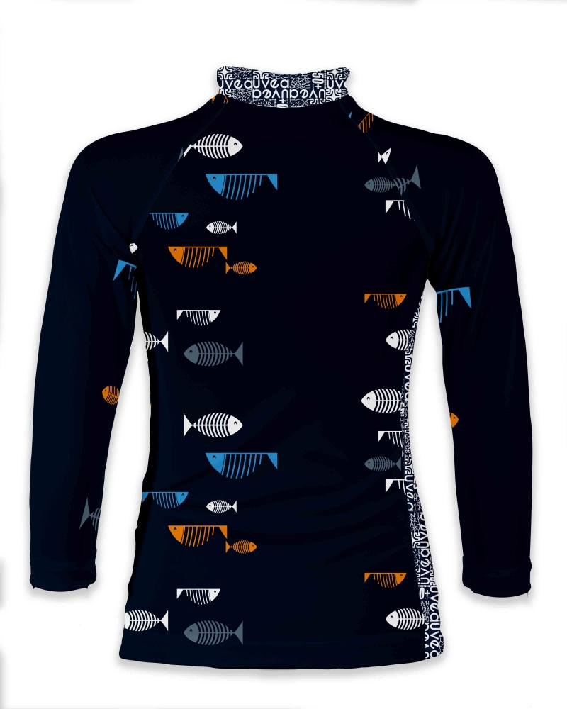 TEE SHIRT MANCHE LONGUE Anti UV Indice 50+ Lycra Big Fish Navy-TEE SHIRT ANTI-UV 50+-UVEA