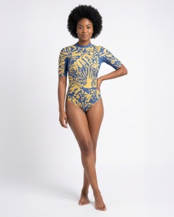 Combinaison anti-UV UPF 80 femme – FEUILLAGEJAUNE — manche courte