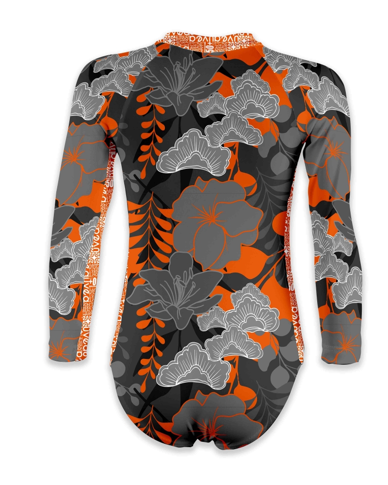 UPF 50+, Aloha Black short sleeve surf suit-UV BATHINGSUIT UPF 50+.-UVEA