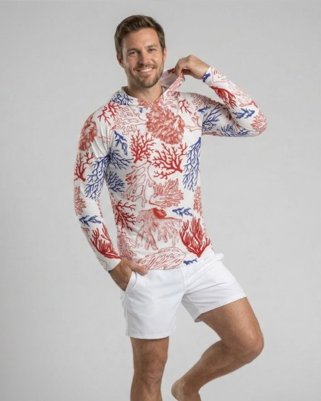 UV-T-Shirt mit Kapuze UPF 80 Herren – CORAIL - 1