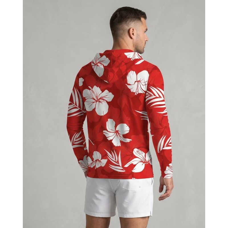 Men's UPF 80 Hooded UV T-shirt – HAWAII ROUGE - 3