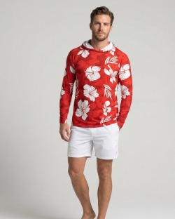Men's UPF 80 Hooded UV T-shirt – HAWAII ROUGE - 1