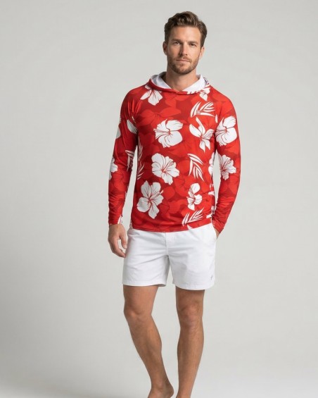 Tee-shirt anti-UV Capuche UPF 80 homme – HAWAII ROUGE