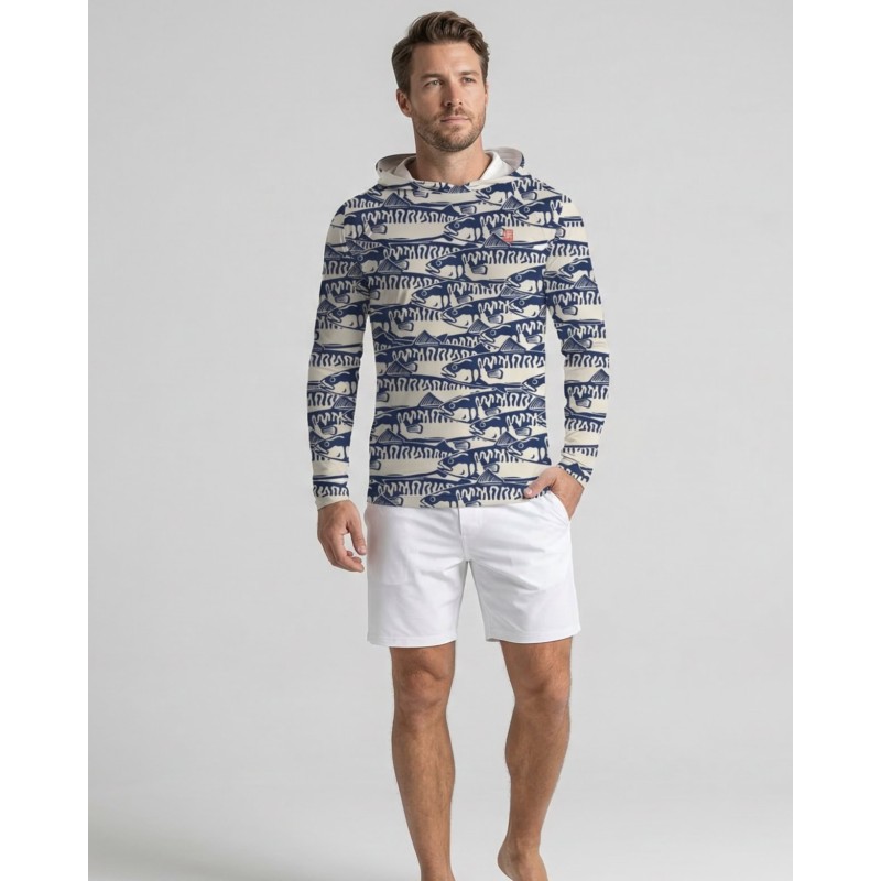 UV-T-Shirt mit Kapuze UPF 80 Herren – SARDINE - 1
