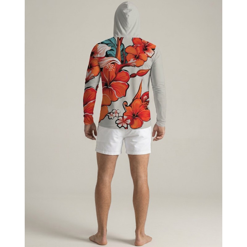 UV-T-Shirt mit Kapuze UPF 80 Herren – HIBISCUS - 2