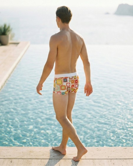 Boxer de bain Homme DAMIER | Maillot recyclé | géométrique & recyclé