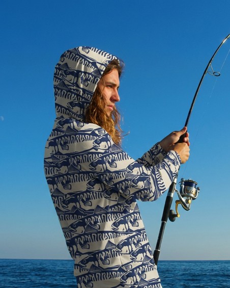 Camiseta Capucha Anti-UV Hombre SARDINE | UPF 80 | Deporte Solar