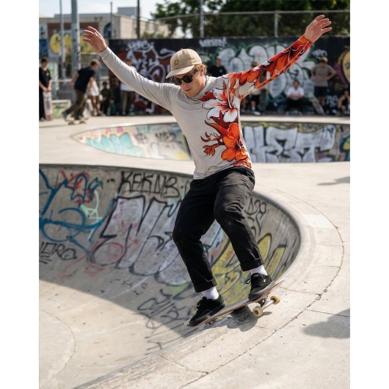 UV-T-Shirt mit Kapuze UPF 80 Herren – HIBISCUS