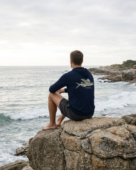 Camiseta Capucha Anti-UV Hombre MARINE | UPF 80 | 99% Protección UV