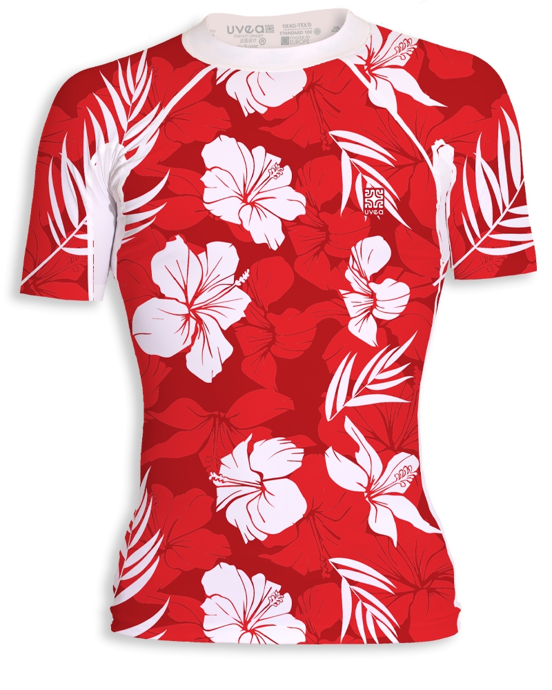Tshirt anti uv - HAWAII ROUGE-col rond-UVEA