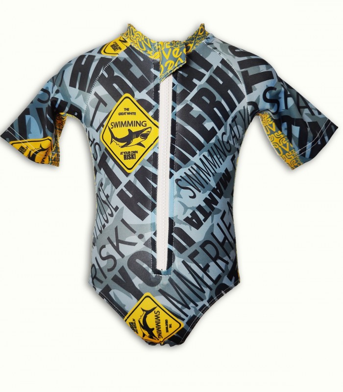 UPF 50+,  ATTENTION short sleeve surf suit-UV BATHINGSUIT UPF 50+.-UVEA