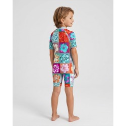 Combinaison anti-UV UPF 50+ enfant hawaii — manche courte