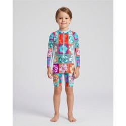 Combinaison anti-UV UPF 50+ enfant hawaii — manche longue