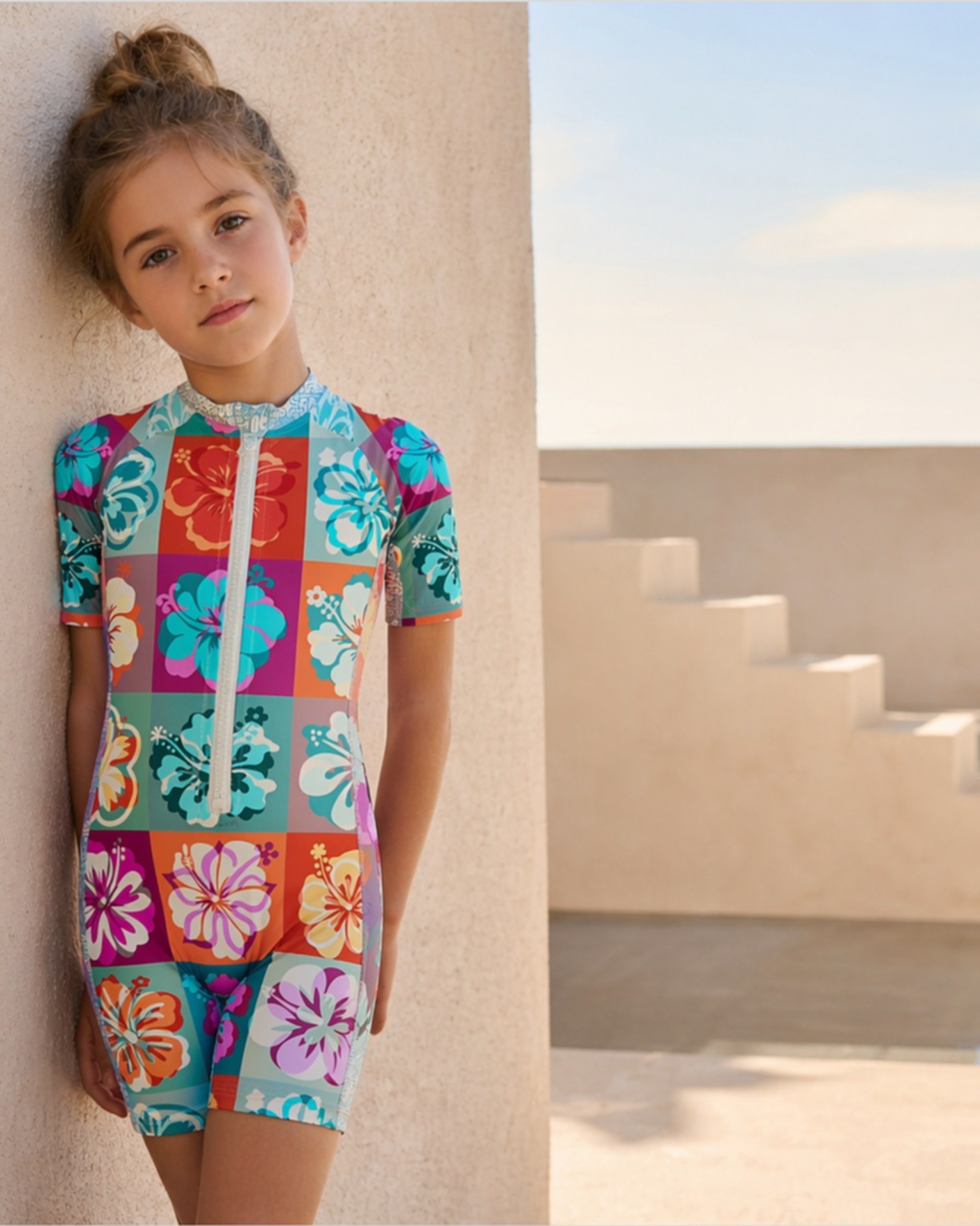 Combinaison anti-UV UPF 50+ enfant hawaii — lifestyle vue 1