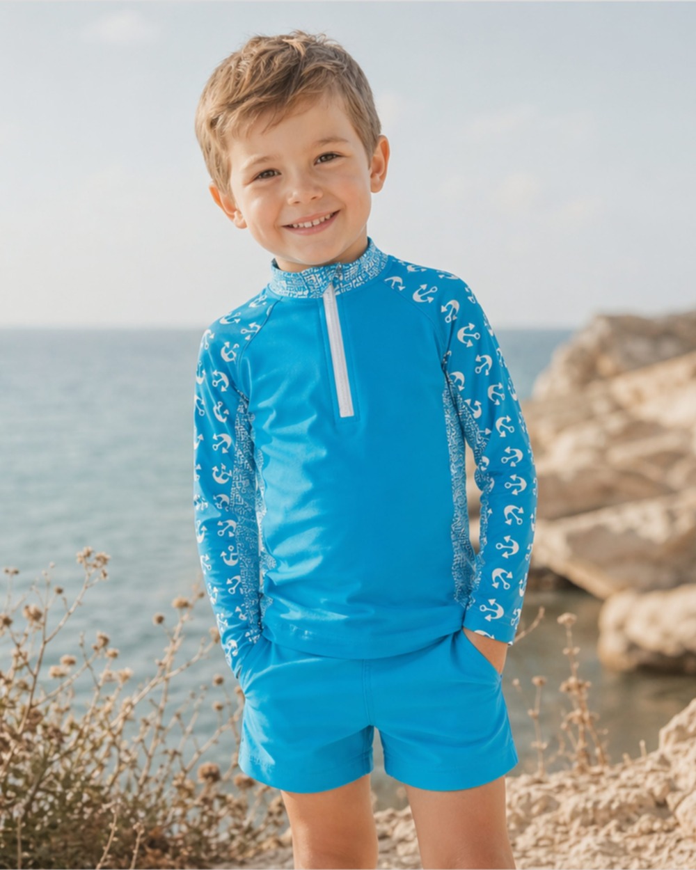 Tee-shirt anti-UV UPF 50+ ancre — lifestyle