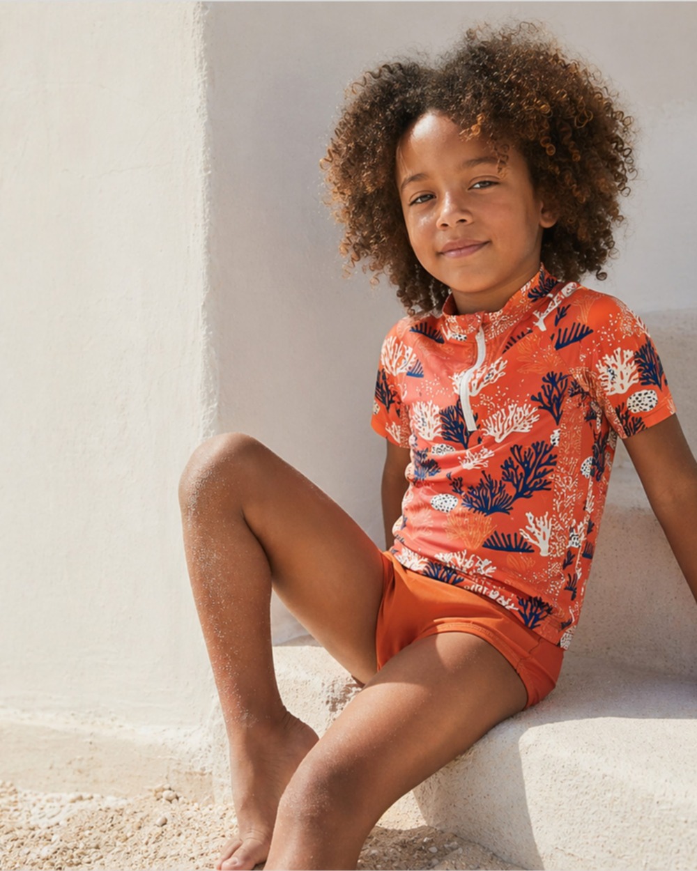 Tee-shirt anti-UV UPF 50+ corail — lifestyle