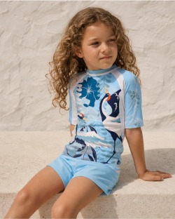 Tee-shirt anti-UV UPF 80 enfant aloha blue — manche courte (lifestyle)