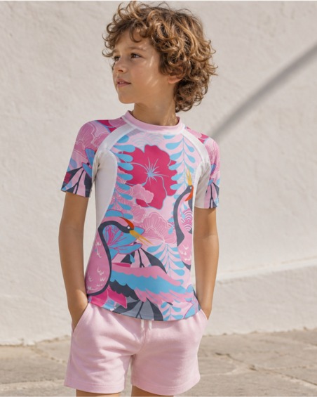 Tee-shirt anti-UV UPF 80 enfant aloha pink — manche courte (lifestyle)