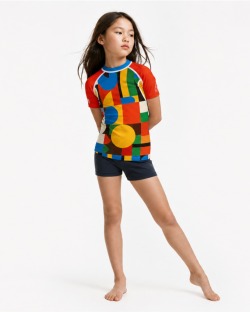 Tee-shirt anti-UV UPF 80 enfant brique — manche courte