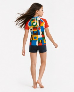 Tee-shirt anti-UV UPF 80 enfant brique — manche courte