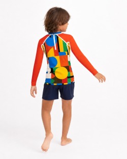 Tee-shirt anti-UV UPF 80 enfant brique — manche longue