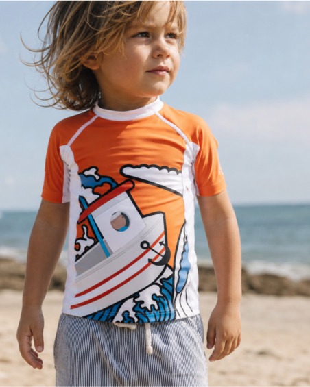 Tee-shirt anti-UV UPF 80 enfant chalut — manche courte (lifestyle)