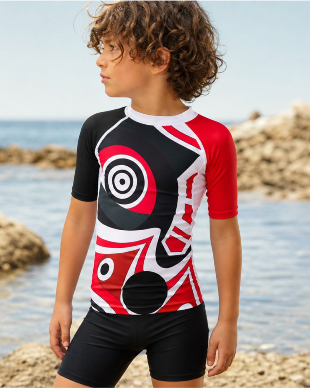 Tee-shirt anti-UV UPF 80 enfant masque — manche courte (lifestyle)