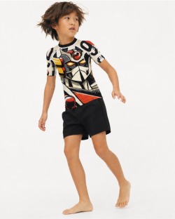 Tee-shirt anti-UV UPF 80 enfant robot — manche courte