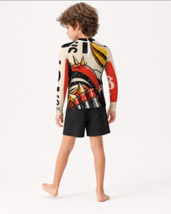 Tee-shirt anti-UV UPF 80 enfant robot — manche longue