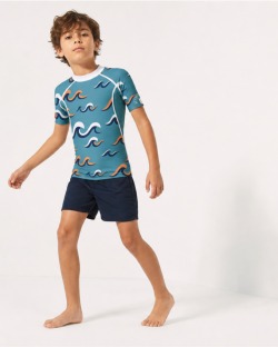 Tee-shirt anti-UV UPF 80 enfant vague — manche courte