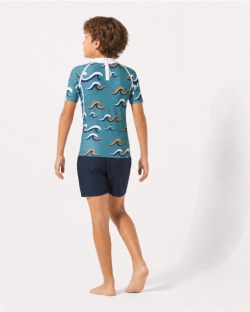 Tee-shirt anti-UV UPF 80 enfant vague — manche courte