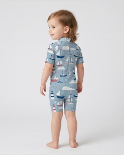 Combinaison anti-UV UPF 50+ enfant — manche courte — dos