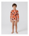 Tee-shirt anti-UV UPF 50+ enfant corail — manche longue (face) vue 2