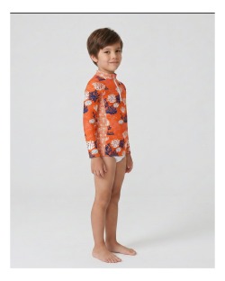 Tee-shirt anti-UV UPF 50+ enfant corail — manche longue (dos)