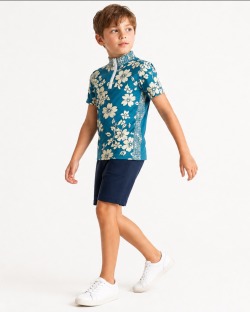 Tee-shirt anti-UV UPF 50+ enfant fugu — manche courte (face)