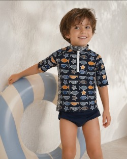 Tee-shirt anti-UV UPF 50+ enfant poisson — manche courte (lifestyle)