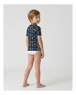 Tee-shirt anti-UV UPF 50+ enfant poisson — manche courte (dos)