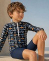 Tee-shirt anti-UV UPF 50+ enfant poisson — manche longue (lifestyle) vue 1
