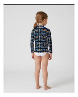 Tee-shirt anti-UV UPF 50+ enfant poisson — manche longue (dos)