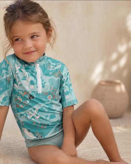 Tee-shirt anti-UV UPF 50+ enfant whales — manche courte (lifestyle)