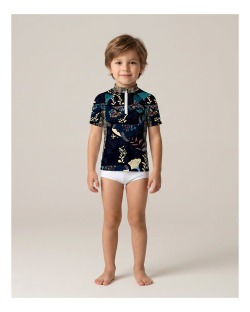 Tee-shirt anti-UV UPF 50+ enfant deepwhales — manche courte (face)