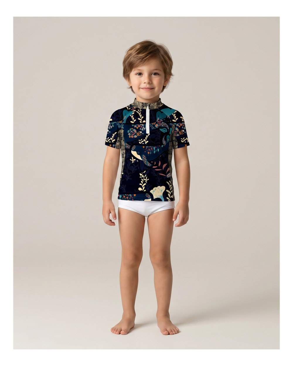 Tee-shirt anti-UV UPF 50+ enfant deepwhales — manche courte (face) vue 1