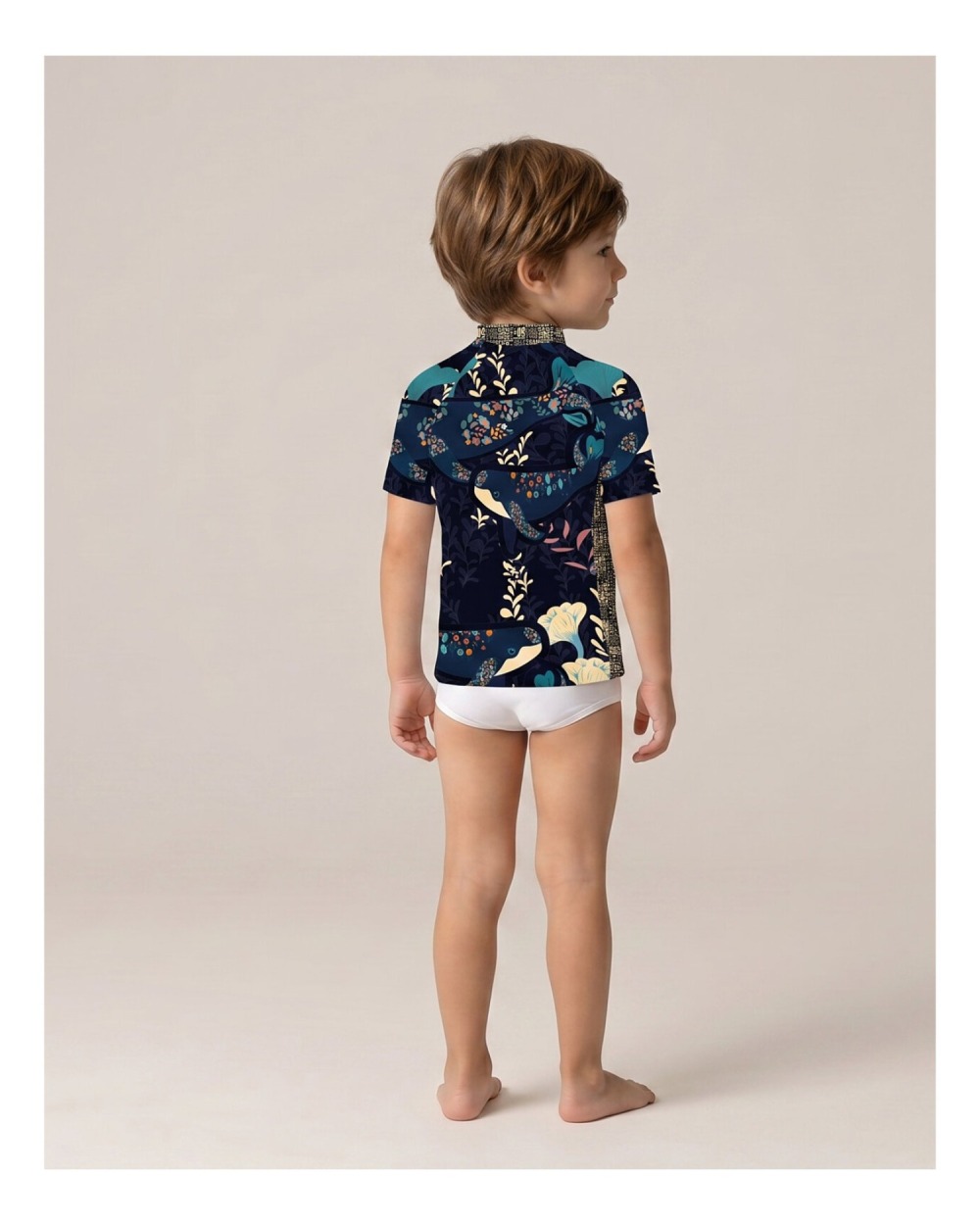 Tee-shirt anti-UV UPF 50+ enfant deepwhales — manche courte (dos) vue 1