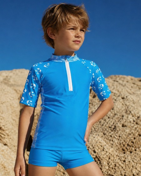 Tee-shirt anti-UV UPF 50+ enfant ancre — manche courte (lifestyle)