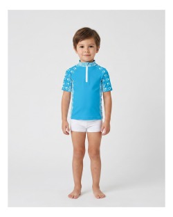 Tee-shirt anti-UV UPF 50+ enfant ancre — manche courte (face)