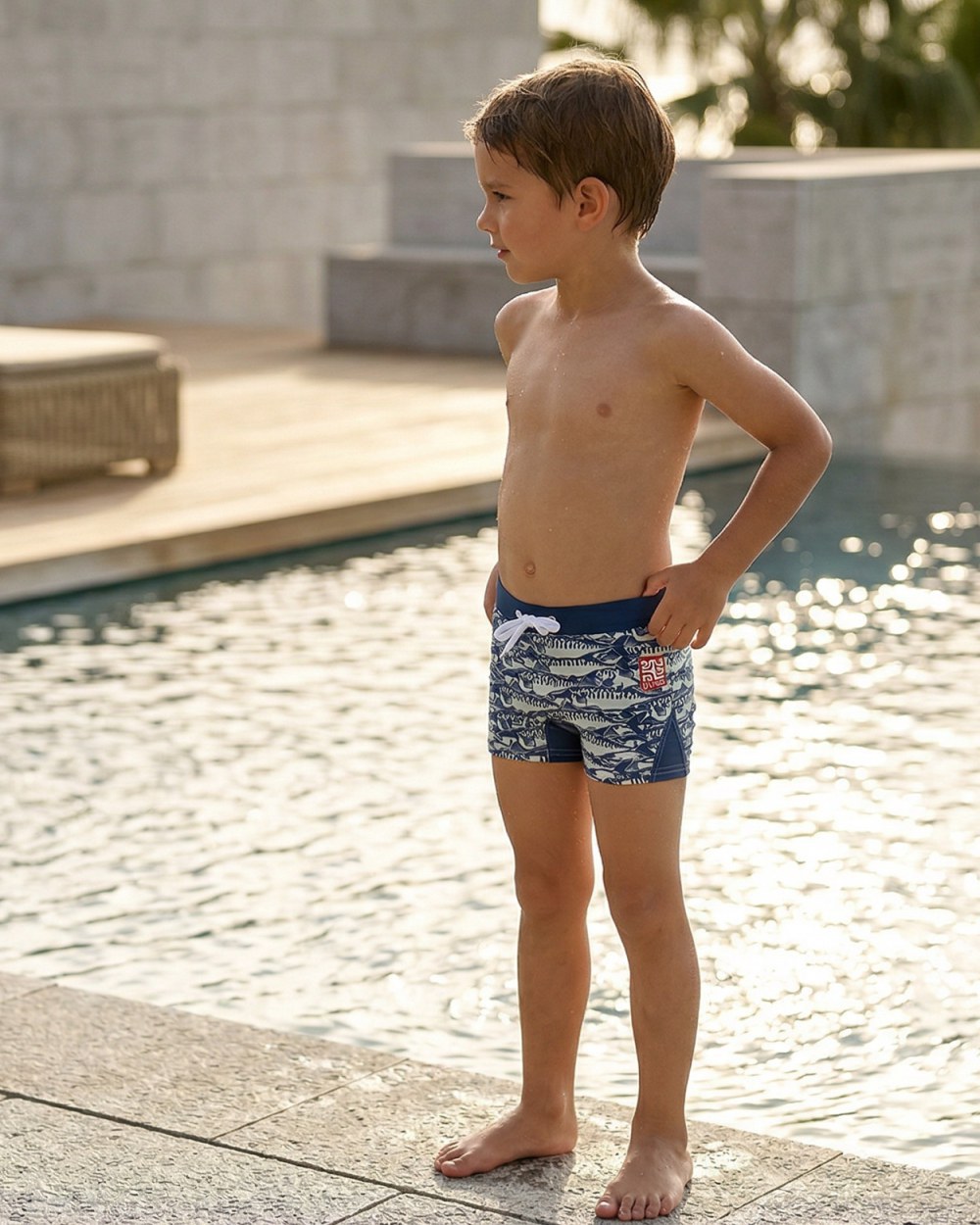 Boxer de bain anti-UV enfant UVEA motif sardine